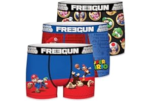 FREEGUN Calzoncillos Niño Mario Bros, Boxer Joven y Adolescente, Mario, Yoshi, Luigi, Multi-Deporte y Anti transpirante (Lote de 3)