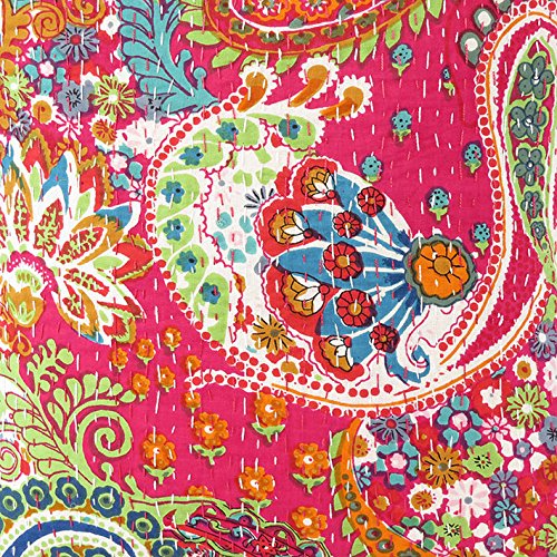 EYES OF INDIA – 16″ PINK KANTHA DEKORATIVE SOFA KISSENBEZUG Indian Boho-dekor - 2