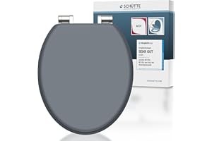 SCHÜTTE 80102-A Abattant de WC Spirit Grey avec frein de chute - abattant WC en MDF - Très grande résistance au poids, testée jusqu'à 150 kg - Gris