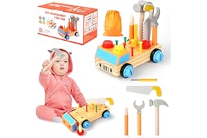 Hossom Montessori zabawka dla dzieci od 2, 3, 4 lat, walizka na narzędzia dla dzieci, drewniana zabawka z torbą do przenoszenia, gra sortowania dla niemowląt, prezent dla chłopców i dziewczynek