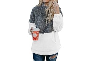 Jywmsc Felpe con Cappuccio Donna Pullover Tops Termico a Manica Lunga Maglione Donna con 1/4 Zip Caldo Ragazza Invernale