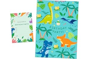 MORAINJAY 20Pcs Dinosaurs Birthday Party Invitations for Kids, Party Invites for Boys Girls, Childrens Birthday Celebration Invitations, Dinosaurs Theme Decoration Supplies (No Envelopes)