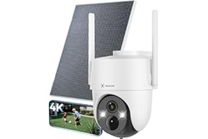 COCOCAM 4K 8MP Telecamera Wi-Fi Esterno Solare Senza Fili, con Pannello Solare da 6W, Visione Notturna a Colori 4K, Riconoscimento AI, Rilevamento Umano PIR, 355° P 90°T, 2.4GHz