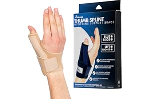 Actesso Neoprenowa orteza podtrzymująca kciuk – przyprawa kciuka łagodząca ból w przypadku urazu kciuka, zapalenia ścięgna nadgarstka, De Quervaina i skręceń. Dostępna lewa lub prawa ręka (beżowa,