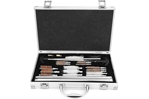 ELPRICO Limpiador de Pistola Rifle, 103 Pcs Kit de Herramientas de Limpieza de Pistola Universal, Pistola Rifle Pistola Escopeta Herramienta de Limpieza de Arma de Fuego con Caja de Aluminio