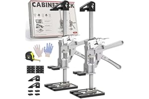 BURNTOP Lot de 2 vérins à bras pour économiser de la main-d'œuvre, dispositif de levage multifonction à réglage de la hauteur avec échelle, crics de levage à deux vitesses, outil de levage pour installation