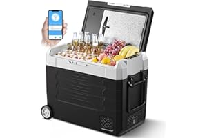AAOBOSI Frigo Auto 55 L, Frigorifero portatile con controllo APP Frigorifero per auto -20℃-20℃, 12/24 V CC e 100/240 V CA Frigo portatile per auto, campeggio, camion, camper e uso domestico