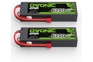 OVONIC 2s Lipo batteri 7,4 V 6 200 mAh 120 C med T-kontakt, hårt fodral för RC bil, truggy quadcopter, helikopter, flygplan (