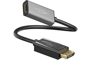 KabelDirekt – DisplayPort DP auf HDMI Adapter – 0,15m (maximale Auflösung 4K/60Hz, 24k vergoldete Kontakte, geeignet für alle Grafikkarten mit DP-Ausgang) – PRO Series