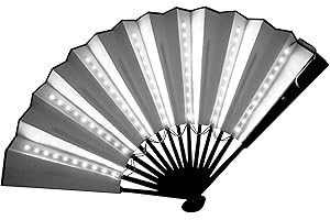 B BACHVIBES Abanico Plegable LED: El complemento Fiestas, Festivales, Discotecas y conciertos de música (Blanco)