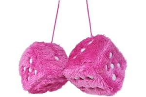 BEAHING Fuzzy Dice for Car, Car Dice 3 Inch Fuzzy Dice for Rear View Mirror Hanging Fuzzy Dice for Car Interior Decorations Furry Car Dice with White Dots for Car Interior