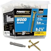 Power Pro 48609 Premium Dış Mekan Ahşap ve G&uuml;verte Vidaları, 9 x 2-1/4 in&ccedil;, Dış Kullanım i&ccedil;in Paslanmaya Dayanıklı Bronz, T-2