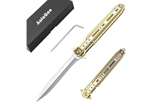 Aolegoo Navaja Plegable de Acero Inoxidable 7Cr17 mov, Cuchillo Supervivencia Con Clip, Para Acampar, Picnic, Caza (Amarillo)