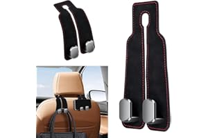 Ktilura 2Pcs Car Hooks for Headrest,Car Seat Back Double Hook Purse & Mobile Phone Holder,Multifunctional Hook for Car Seat Back,Car Hanger Storage Car Seat Back Organizer for Purses,Bags(Black)