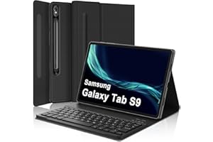 FARYODI Funda con Teclado para Samsung Galaxy Tab S9 FE - Teclado España Ñ Bluetooth inalambrico Desmontable para Samsung Galaxy Tab S9 11 Pulgadas,Negro