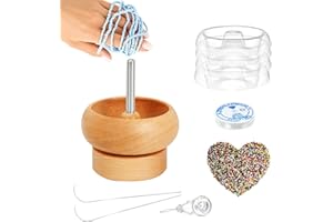 Genikeer Spinner À Perles en Bois, Moulin À Perles avec Aiguille À Enfiler, Spinner À Enfiler des Perles, Kits Machine Perle Spinner Bol pour La Bijoux, Artisanat, Bracelet