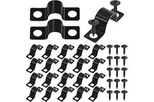 Swpeet 25 abrazaderas de soporte en U de dos agujeros de 12 mm con 50 tornillos autorroscantes, abrazaderas en U, abrazaderas de tubo de metal, abrazaderas de correa de tubo, abrazaderas de conducto