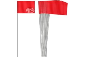 Anley Stake Flags - Bandiere in vinile da 2,5" X 3,5" con palo in acciaio da 15 pollici -l'abbellimento, i servizi sotterranei, le fognature e il rilevamento (100 pezzi, rosso)