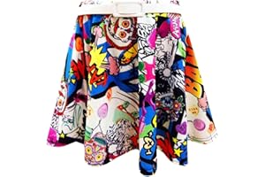 A2Z 4 Kids® Kinder Mädchen Comic Graffiti Bang Aufdruck Legging Skater Midi Kleid Crop Top Rock Alter 2-13 YAERS