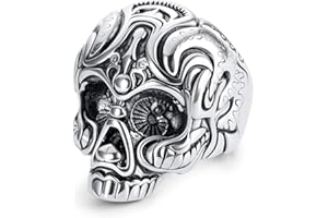 Kakonia Vintage Punk Anneaux pour Hommes Femmes Eboy Tête de Mort Anneaux pour Hommes Acier Inoxydable Biker Punk Gothique Bijoux Vintage Homme Tête de Mort Anneaux Mort Rock and Roll