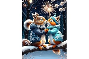 TOSTOG Diamond Art Painting Kits for Adults and Beginners, DIY 5D Squirrel and Fireworks Diamond Art Kits Round Full Drill Crystal Art for Home Wall Decoration 30x40cm/12x16inch