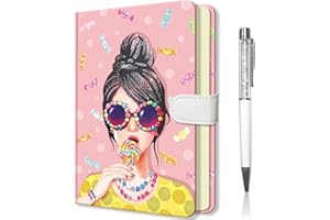 DWIYITTN Journal Notebook Lined, Hardcover Notebooks with Magnetic Closure and Pen, 192 Pages Personal Diary Writing Notebooks for Women Girls 19 x13.5 cm, Cool Girl