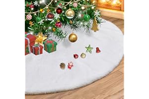 APKOL 90cm Weihnachtsbaum Tannenbaum Decke, Kunstfell Christbaumdecke Weihnachtsbaumdecke Weiß Rund, Weihnachtsbaum Rock, Weiche und Dicke Christbaumständer Abdeckung für Christmas Dekorationen