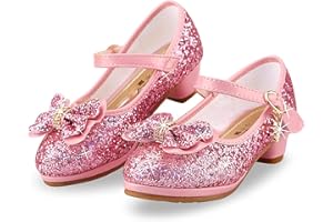 EDOSIR Zapatos de Vestir Niñas Brillo Brillando Sandalias de Fiesta Niños Tacones Bajos Zapatos de Princesa Bowknot Zapatos Mary Jane Pequeñas Zapatos de Baile Ceremonia