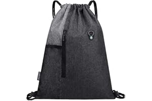 ‎LIVACASA LIVACASA Turnbeutel Mit Reißverschluß Innentasche Sportbeutel Hipster Gym Bag Gefüttert Rucksack Mit Verstellbar Tunnelzug Turnsack Gymsack für Damen Herren