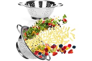 COM-FOUR® 2x kökssikt av rostfritt stål, klassisk pastasikt | rund durkslag för tvättning av frukt - grönsaker och sallader