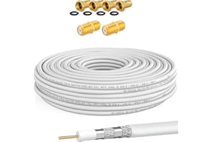 HB-DIGITAL 10 m kabel koncentryczny HQ-135 kabel antenowy 130 dB SAT kabel 8K 4K UHD 4-krotnie ekranowany do DVB-S / S2 DVB-C / C2 DVB-T / T2 DAB+ Radio BK + 4 x wtyczka F i 2 x złącze F