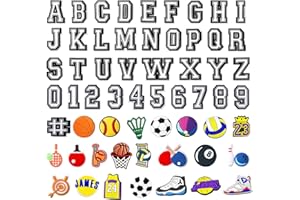 Pinsheng Buty, charmsy, litery, cyfry, piłka sportowa, 63 sztuki, dekoracja butów, zawieszki do butów, sandałów, bransoletek DIY, charmsów, dekoracja dla chłopców i dziewczynek, prezent, nan, 均码