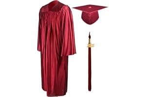GraduationMall 2025 Glänzend Abschluss Talar und Doktorhut für Unisex Bachelor Akademischer Talar mit Hut 12 Farbe