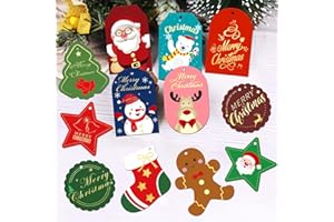 TATUNER Kraft Paper Tags for Presents , 12 Styles Xmas Present Labels with String, Colorful Gift Label Used for Gifts Wrapping and DIY Christmas Tree Decoration