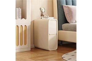 BAUBUY Comodino stretto con 2 cassetti Comodino in pelle in microfibra Tavolino da divano sottile minimalista per piccoli spazi Mobili per camera da letto