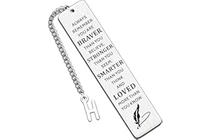 HULALA Initial Bookmark Inspirational Gifts for Women Girls Men Book Mark for Book Lover Student Friends Daughter Son Birthday Graduation Christmas Gifts Always Remember You are Braver (H)