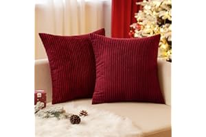 EMEMA Poszewka na poduszkę 40 x 40 cm, świąteczna, sztruksowa, dekoracyjna, miękka, na sofę, do salonu, sypialni, zestaw 2 sztuk, czerwone wino
