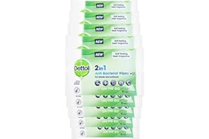 Dettol Antibacterial Hand Wipes, Fresh Scented, 135 Wipes (15 x 9pck) Antiseptic, Disinfectant, Travel Hygiene, First Aid Essential, Biodegradable