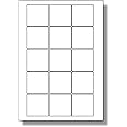 Label Planet® 15 Per Page/Sheet, 5 Sheets (75 Sticky Square Labels), White Blank Matt Plain A4 Stickers, for Laser/Copier or Inkjet Printer, UK LP15/51/SQ, 51 x 51 MM, General Use/All Purpose