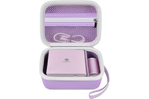 GRAPSA Etui do Memoking T02/ do Phomemo M02/ T02/ M02S/ M02 Pro/ Q30S/ M02X drukarka etykiet. Mini uchwyt na drukarkę naklejki, papier termiczny, kabel USB (tylko pudełko) - fioletowy