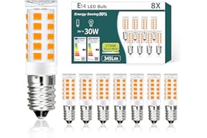 AmmToo E14 LED Warmweiss Birne, 3W 2700K LED Lampe, Glühbirne E14 ersetzt 30W Halogenlampen, Kein Flackern Kühlschranklampe Nicht Dimmbar, Led Mais Birne für Dunstabzugshaube Wandlampen CRI> 85
