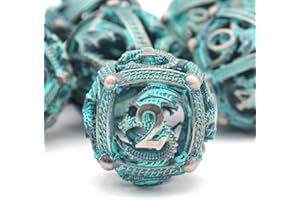 Juego de Dados DND, D&D Dados poliédricos Dice Set HNCCESG Metal Redondo Hueco para Juegos D y D Dados para Juegos de rol Dungeons and Dragons Juego de Mesa RPG MTG Pathfinder Warhammer Shadowrun