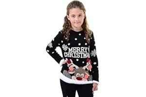 trending babz Unisex Kids Boys Girls Xmas Merry Christmas Santa Unicorn Reindeer Ho Ho Long Sleeves Knitted Sweater Pullover Jumper Top