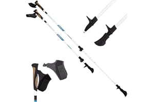 SUPERLETIC Nordic FX Walking Sticks w/Hand Straps; Trekking Balance Poles, Carbon Fiber, Hiking-Camping; Strong Click System, Ergonomic Poles w/Cork Grip Handles for Men-Women