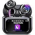 VEKJ Wireless Earbuds with Smart Touch Screen, Mini Sleep Earbuds Bluetooth 5.4 Headphones In Ear with Noise Cancelling Mic, 48H Bass Stereo Ear Buds, 5 EQ Modes/IP7 Waterproof Earphones Black