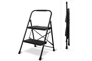 Bestfor Folding 2 Step Ladder, Durable Steel, Non-Slip Feet and Steps, 150kg Capacity, Lightweight, Easy to Store, Ideal for DIY, Decorating and Home Use