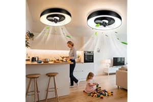 Aigostar- Ventilatore da Soffitto Smart con Luce, Compatibile con Alexa, LED 40W, 4400LM, 2700K-6500K Dimmerabile, Plafoniera Ventilatore Soffitto con Telecomando e Gateway, 6 Velocità, φ50CM,2 Unità