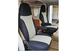 BREMER SITZBEZÜGE Measure Pilot Seat Covers Compatible with Motorhome Camper Ducato Driver & Passenger 812 Slipcover Set in Black/Beige