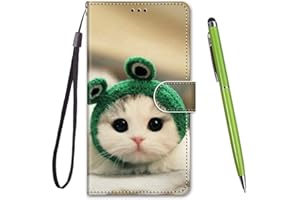 TOUCASA Funda Compatible con Motorola Moto G73 5G, Funda Tapa Libro Movil Carcasa PU Cuero Funda para Motorola Moto G73 5G [Protección Completa] [Ranura Tarjeta][Función Soporte] (Gatito Rana)