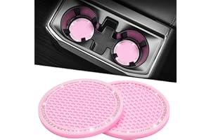 JOYTUTUS Car Cup Holder Coaster, 2.67 inch Universal Car Cup Holder Insert with Crystal Rhinestone, 2 Pcs Anti Slip Cup Holder Coasters for Car, Car Accessories for Women (Pink with Diamond)